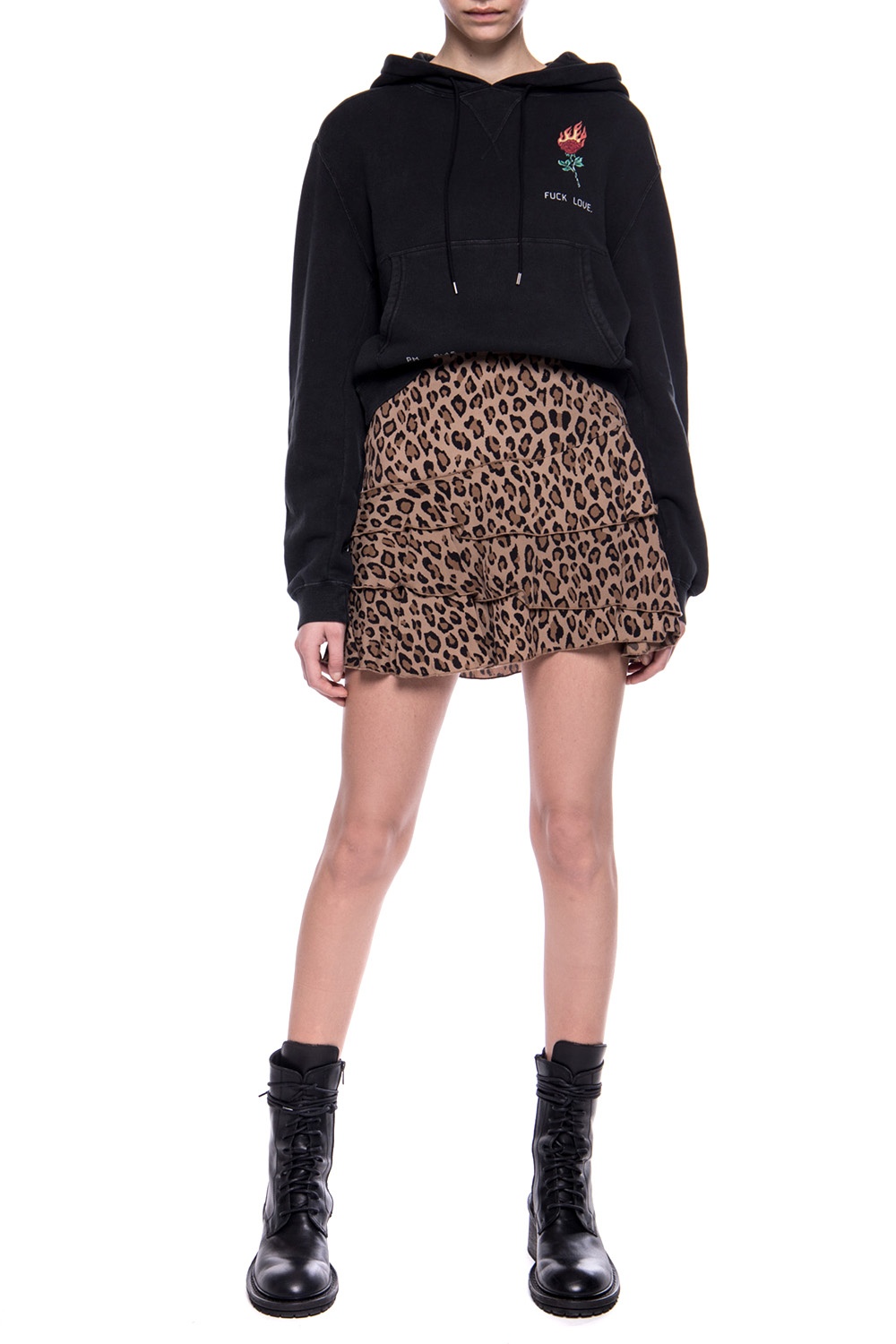 Multicolour Short skirt with leopard pattern R13 Vitkac France